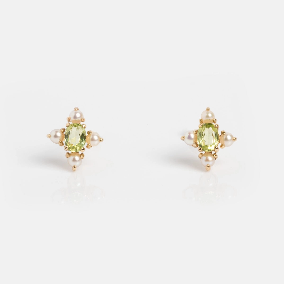 Solid Gold 2025 August Capsule Vintage Inspired Peridot Stud Earrings