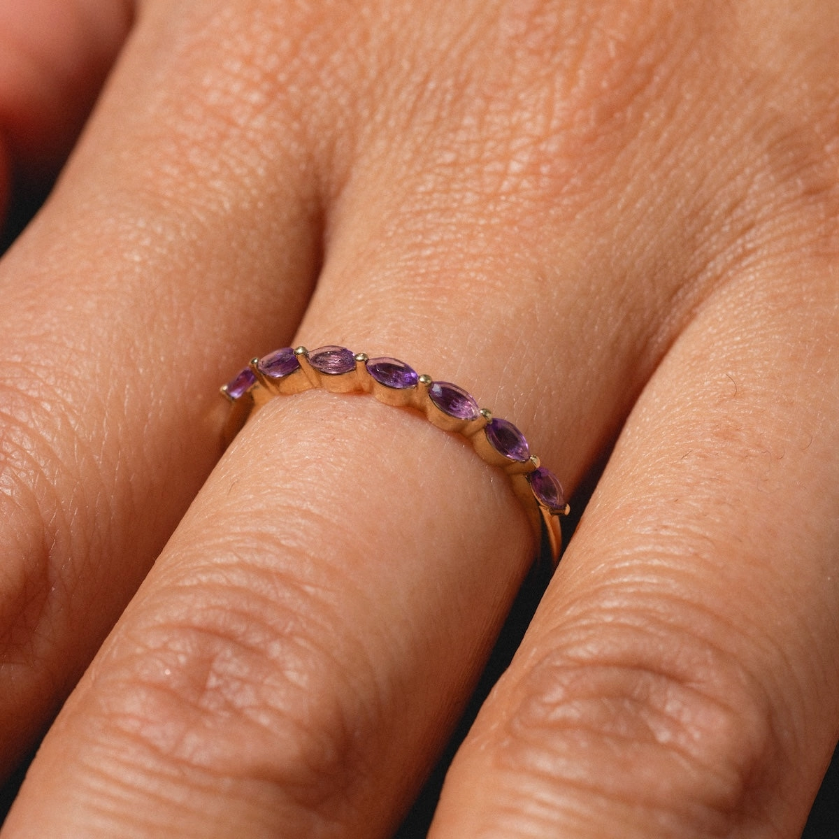 Solid Gold 2025 February Capsule Delicate Amethyst Stacking Ring