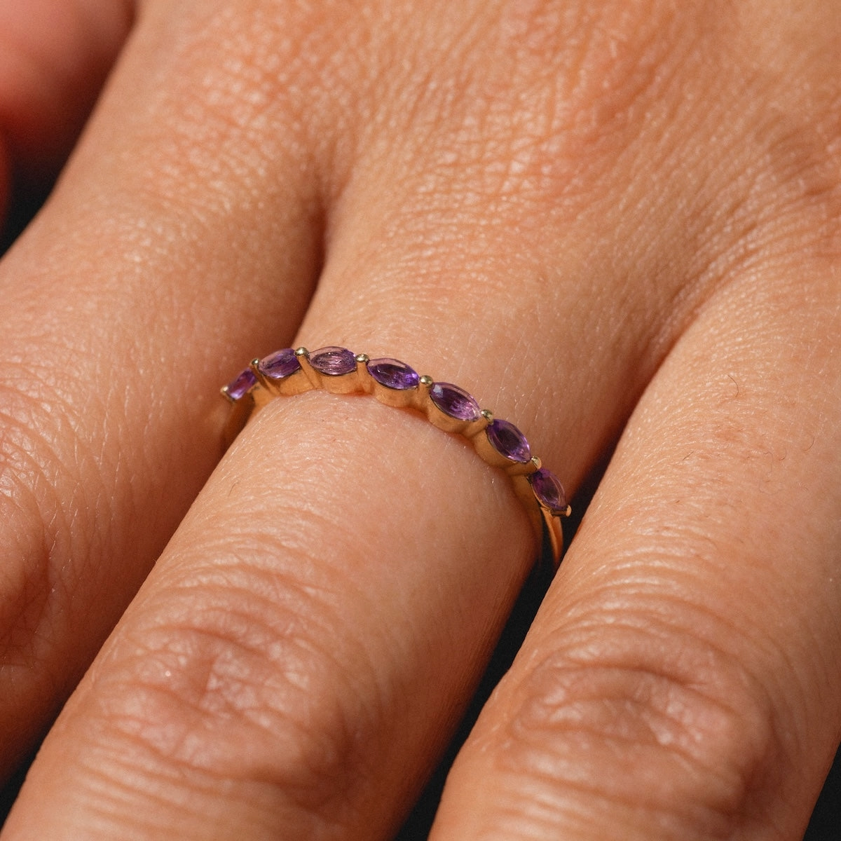 Solid Gold 2025 February Capsule Delicate Amethyst Stacking Ring