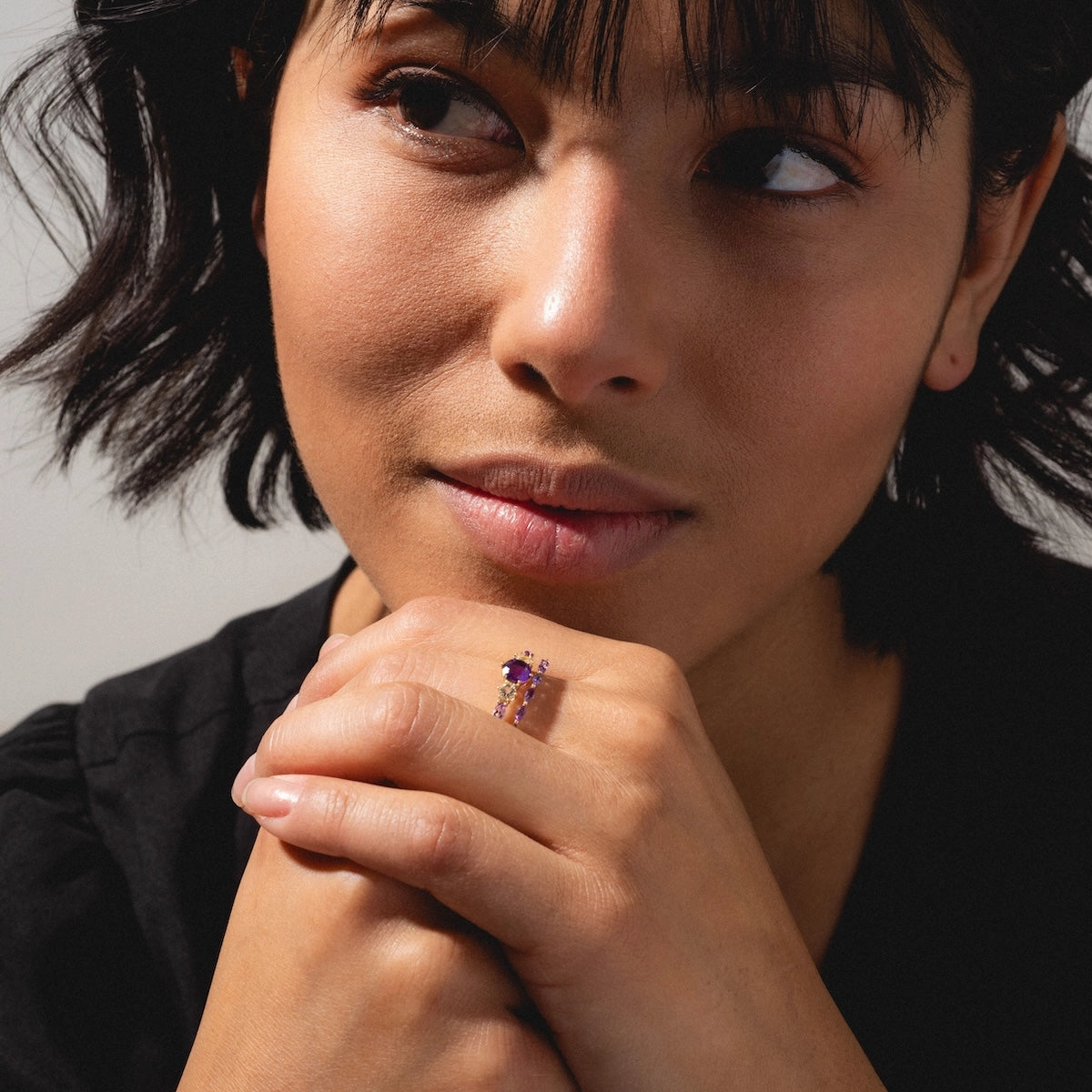 Solid Gold 2025 February Capsule Delicate Amethyst Stacking Ring