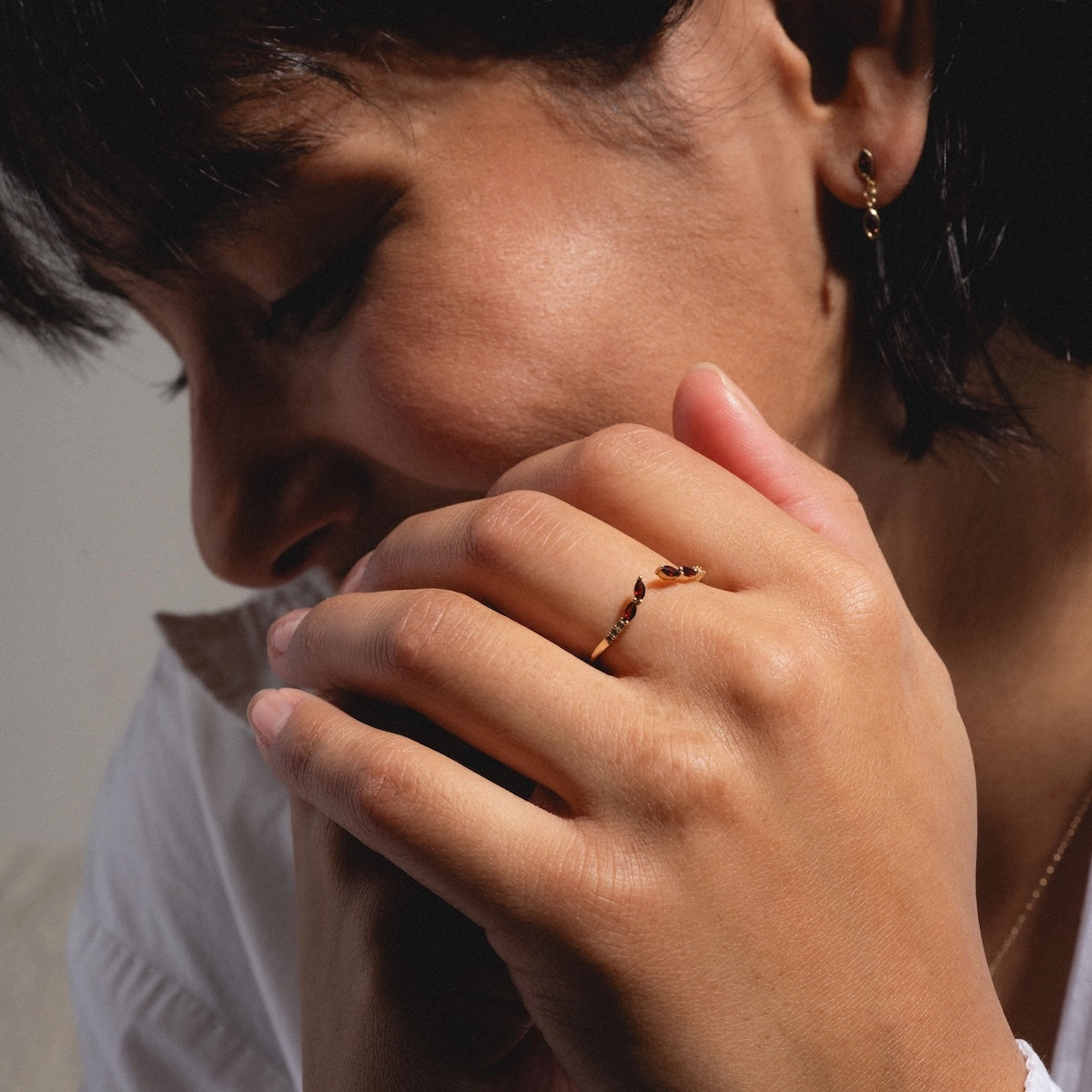 Solid Gold 2025 January Capsule Delicate Garnet Stacking Ring