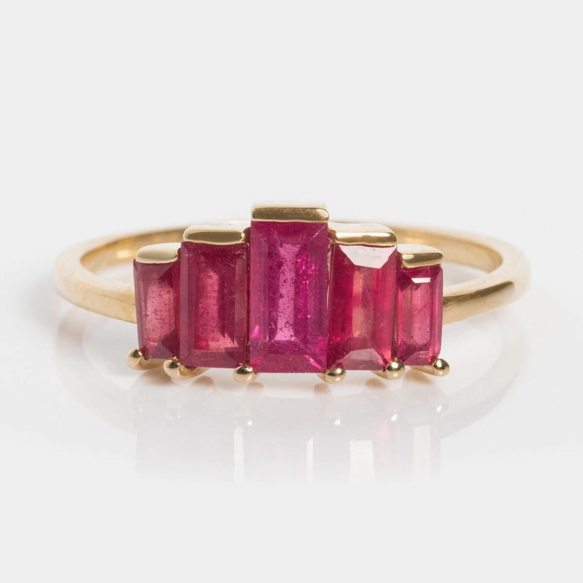 Solid Gold 2025 July Capsule Art Deco Ruby Statement Ring