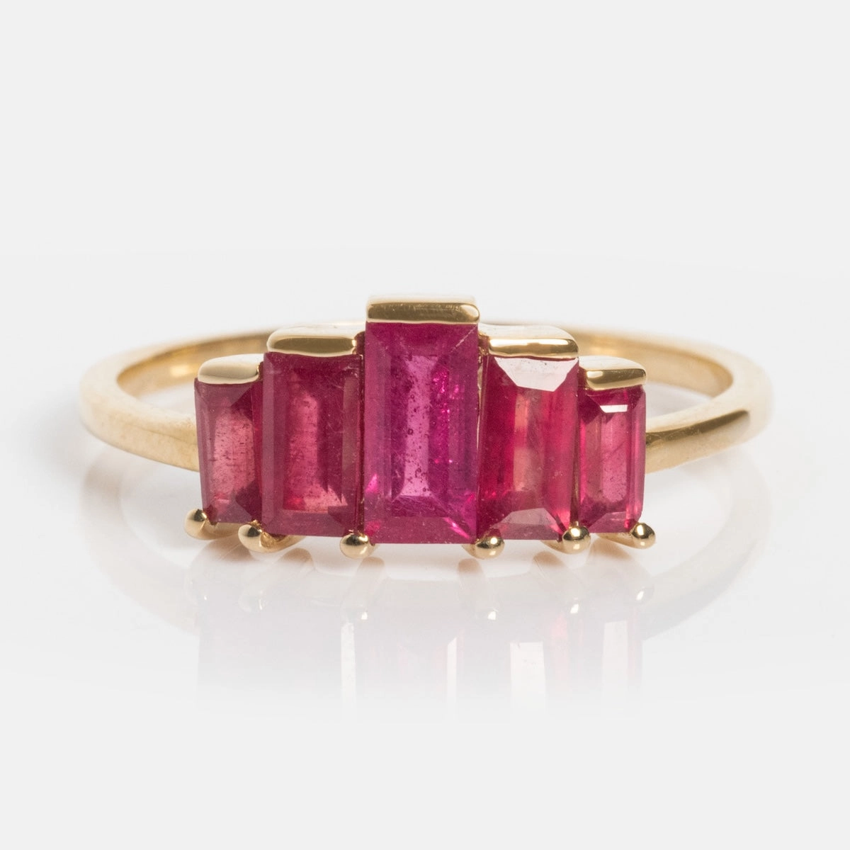 Solid Gold 2025 July Capsule Art Deco Ruby Statement Ring