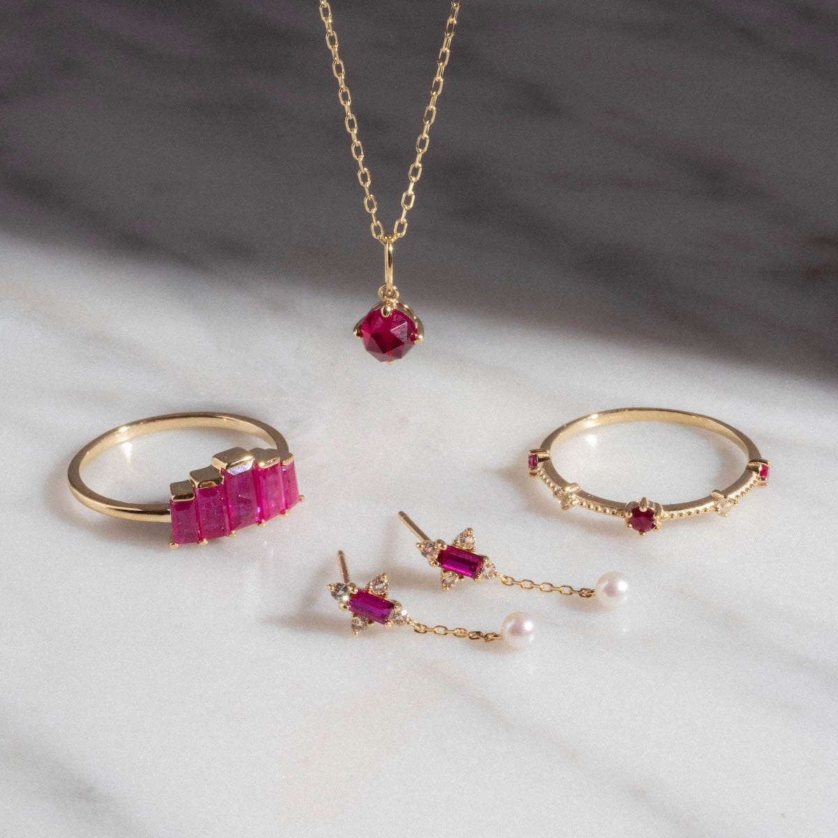 Solid Gold 2025 July Capsule Delicate Ruby Stacking Ring
