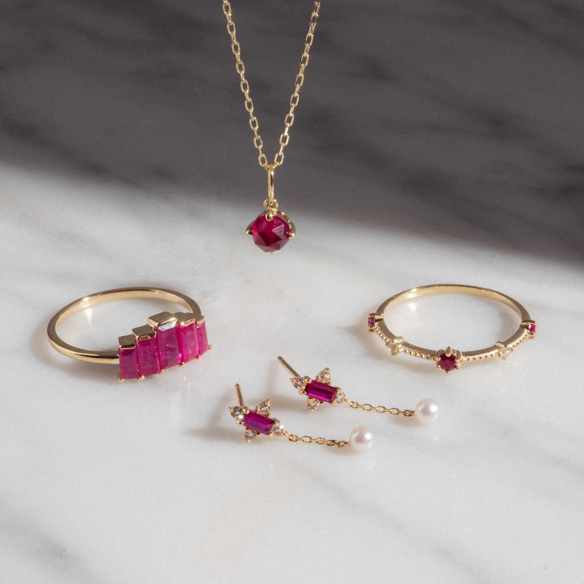Solid Gold 2025 July Capsule Delicate Ruby Stacking Ring