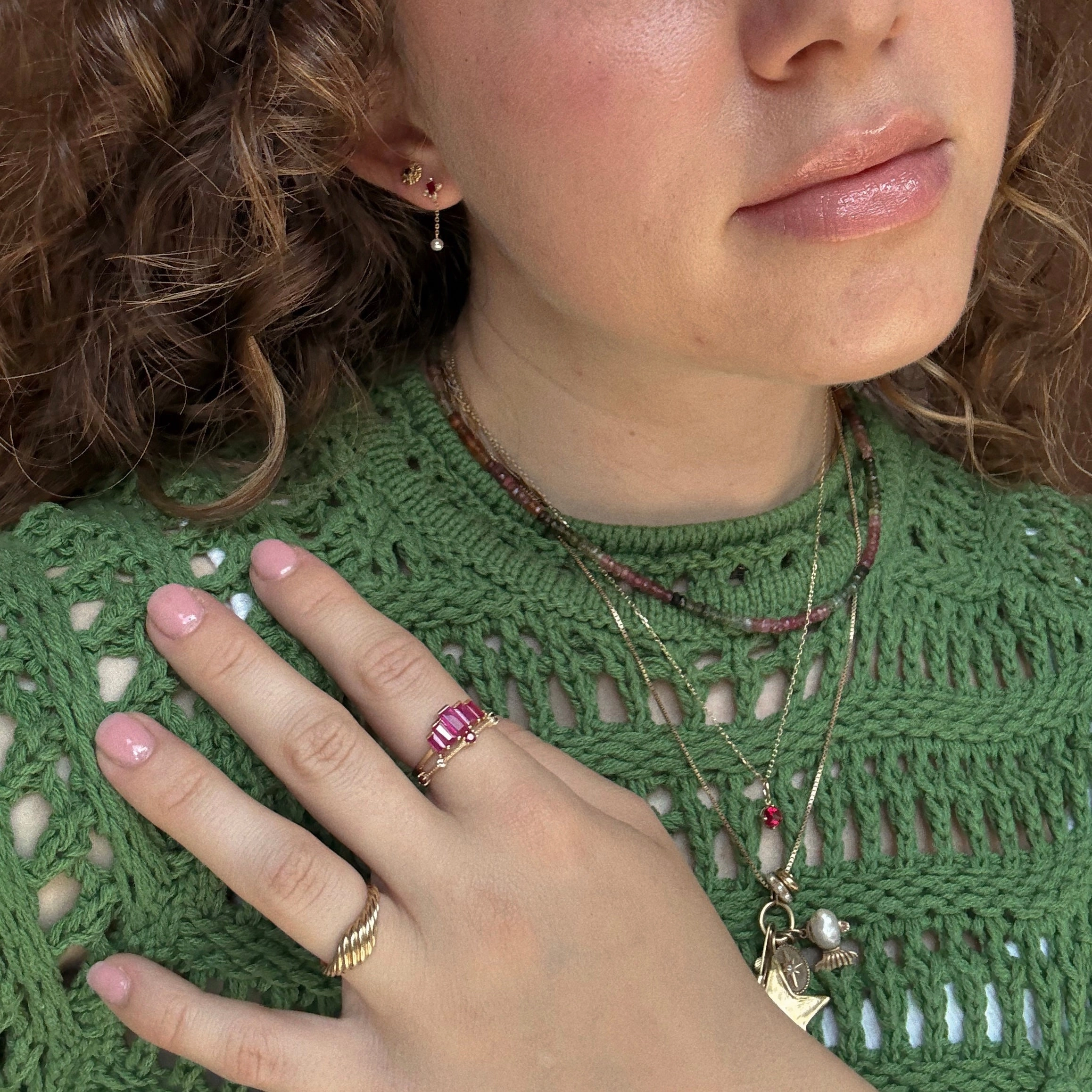 Solid Gold 2025 July Capsule Delicate Ruby Stacking Ring
