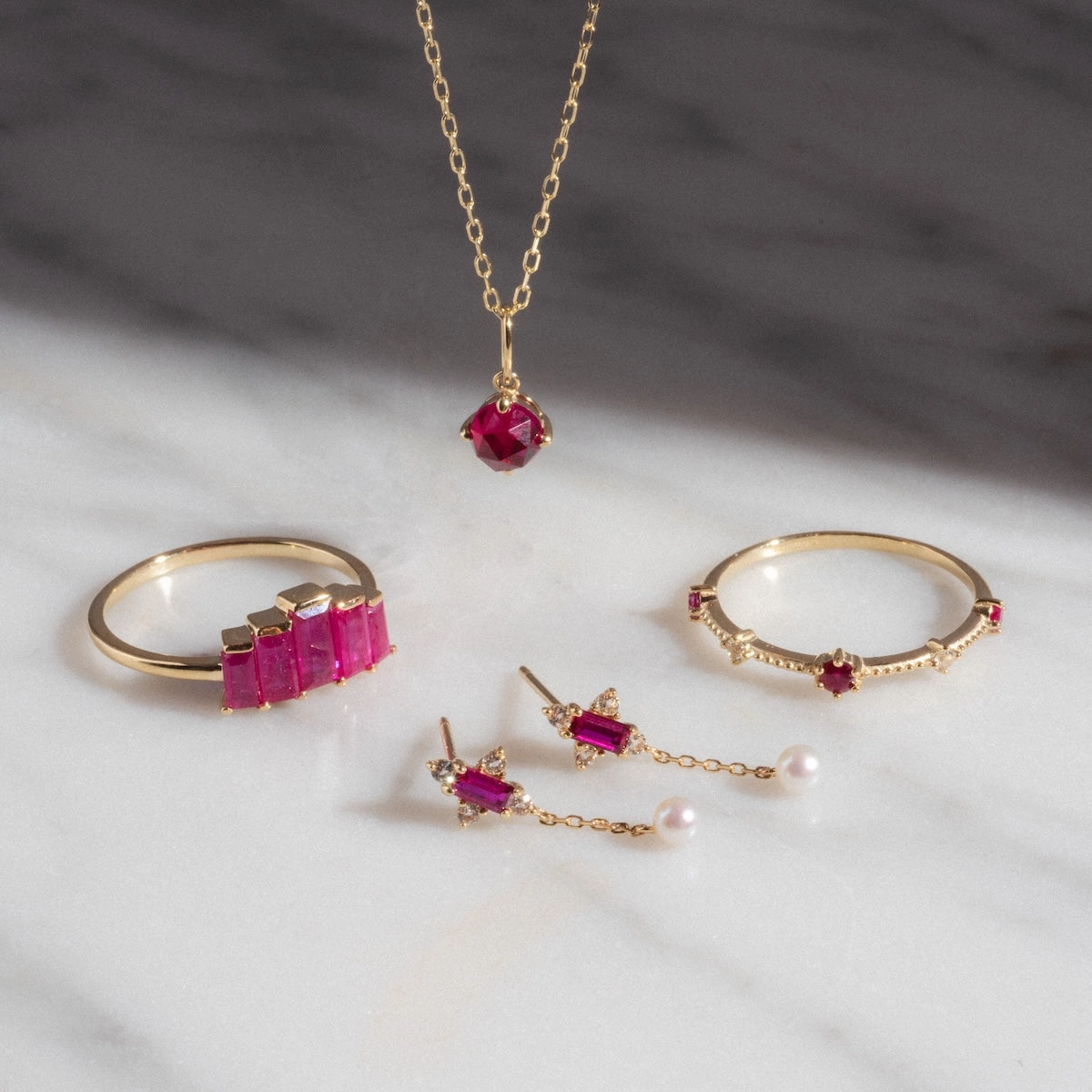 Solid Gold 2025 July Capsule Delicate Ruby Stacking Ring