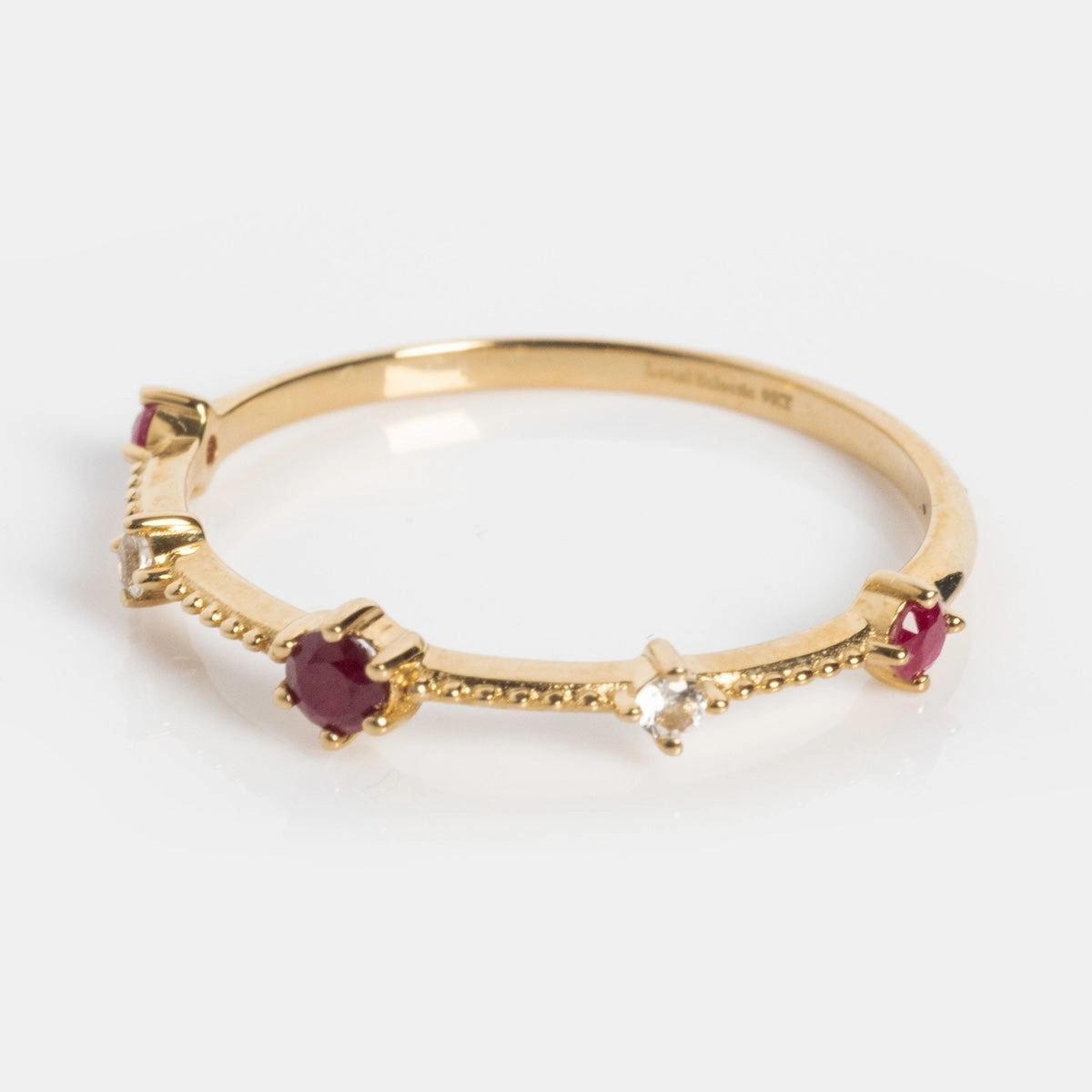 Solid Gold 2025 July Capsule Delicate Ruby Stacking Ring