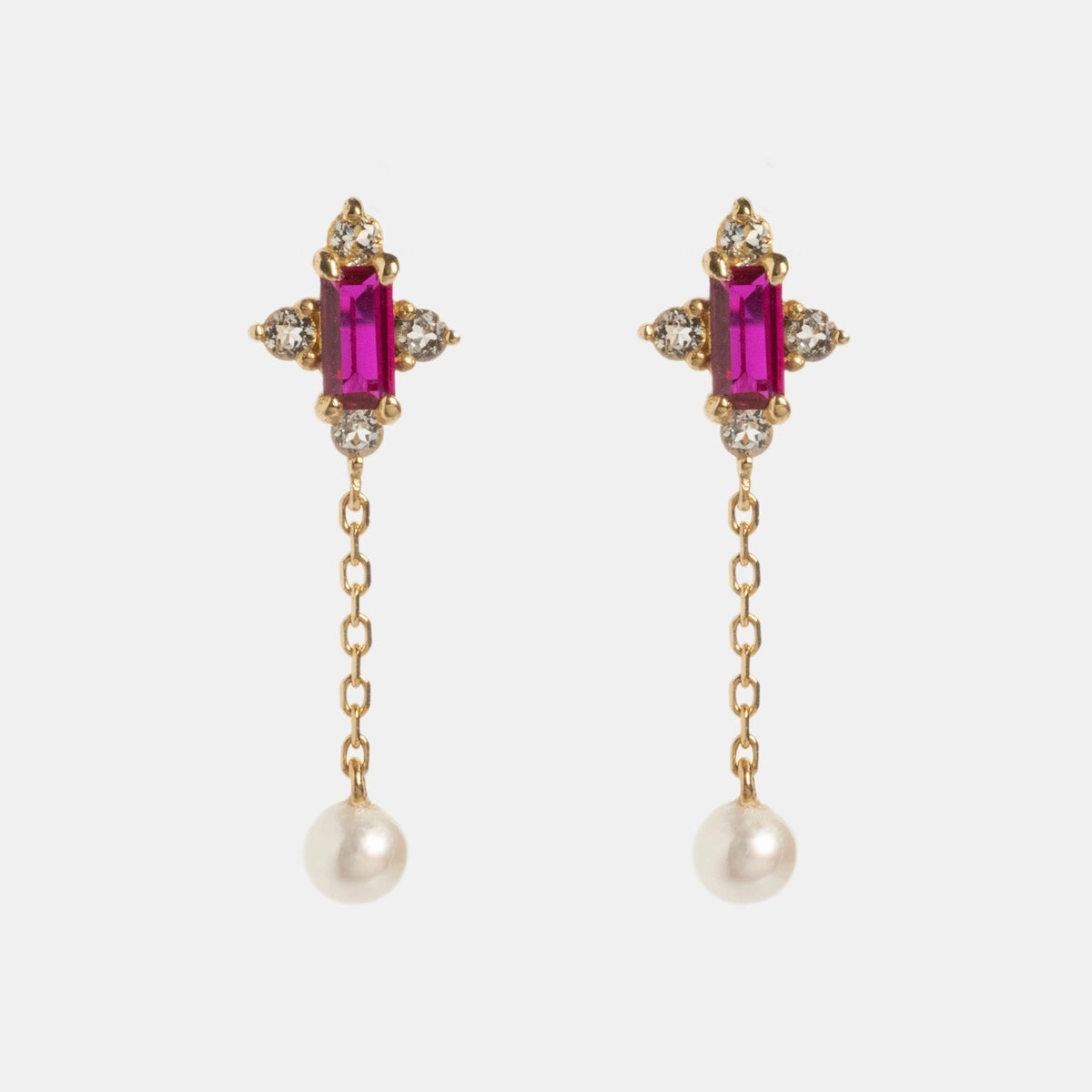 Solid Gold 2025 July Capsule Vintage Inspired Ruby Drop Earrings