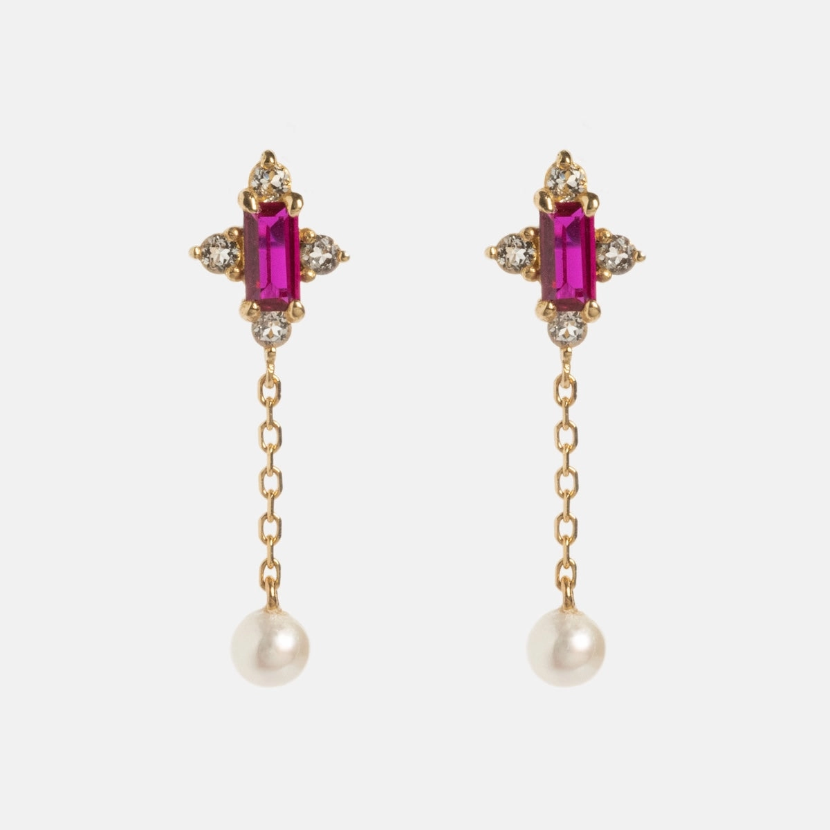 Solid Gold 2025 July Capsule Vintage Inspired Ruby Drop Earrings