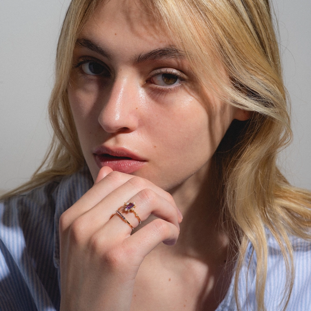 Solid Gold 2025 June Capsule Alexandrite and Pearl Ring Set with Free Gift