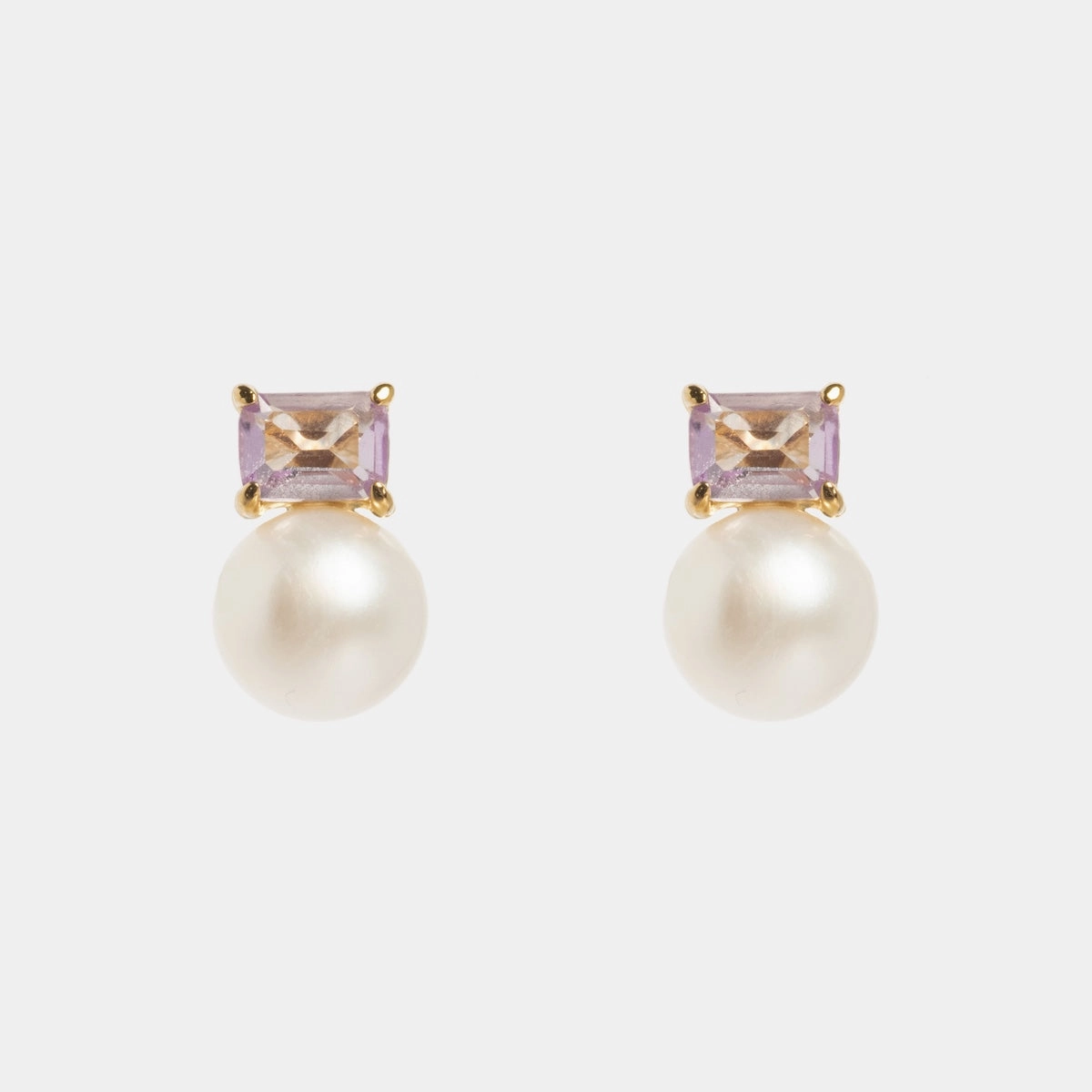 Solid Gold 2025 June Capsule Classic Alexandrite and Pearl Stud Earrings