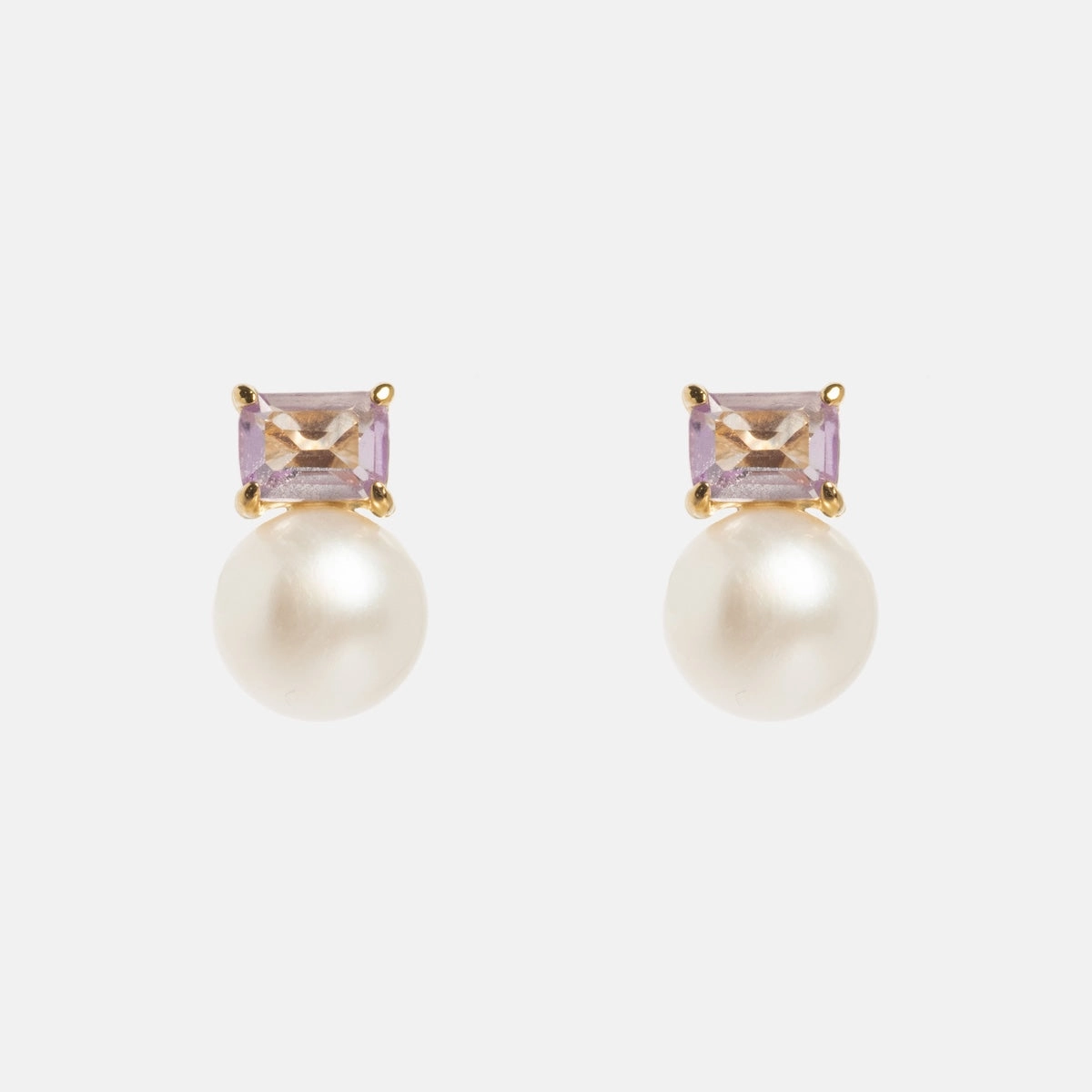 Solid Gold 2025 June Capsule Classic Alexandrite and Pearl Stud Earrings