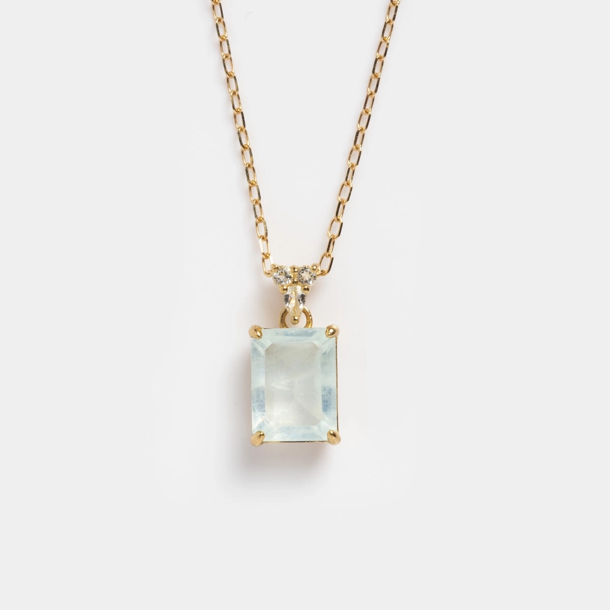 Solid Gold 2025 March Capsule Classic Aquamarine Pendant Necklace