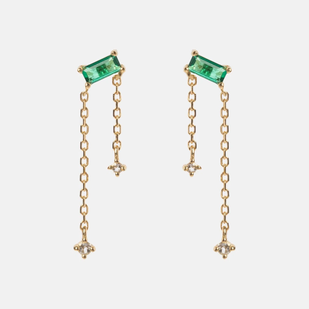 Solid Gold 2025 May Capsule Delicate Emerald Chain Earrings