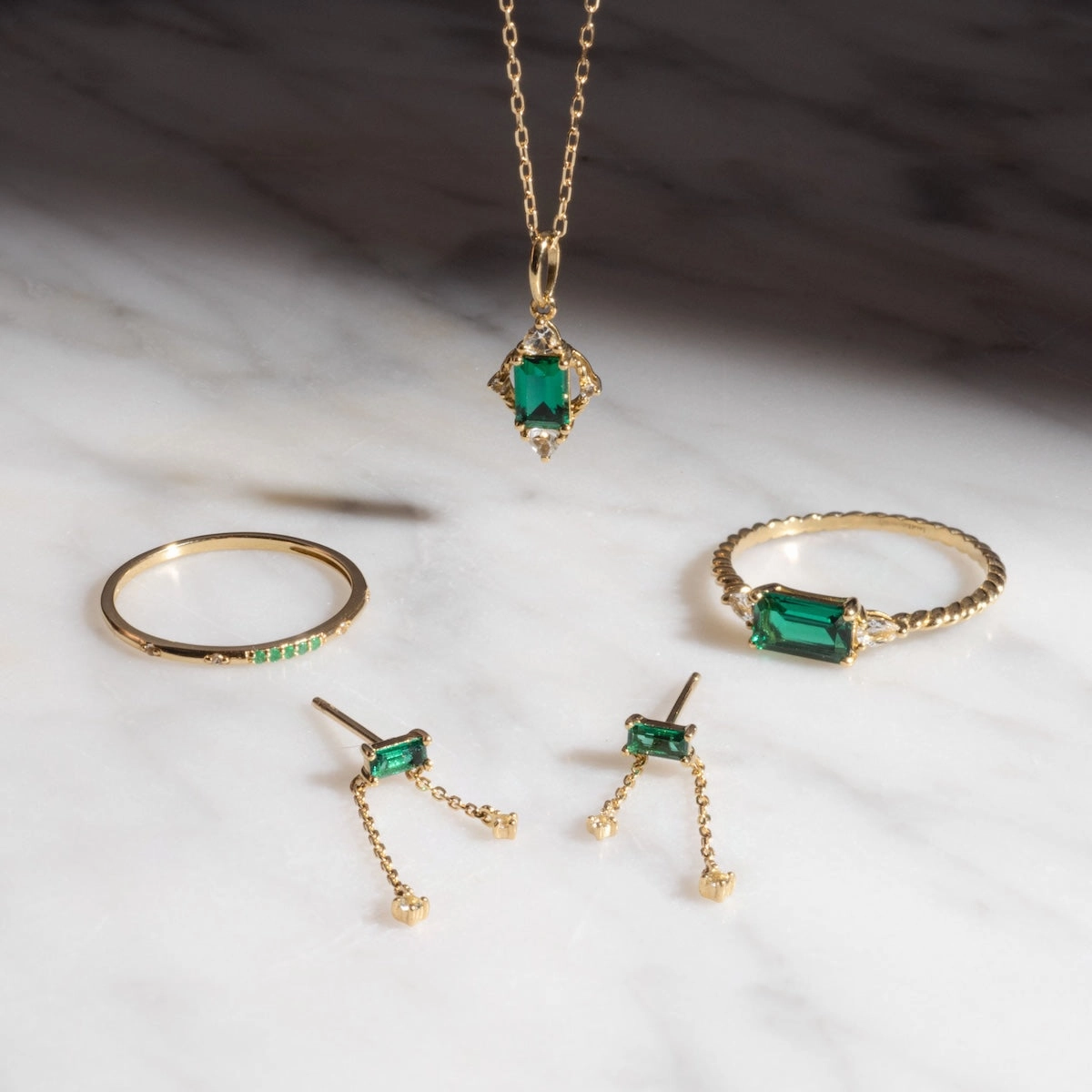 Solid Gold 2025 May Capsule Delicate Emerald Stacking Ring