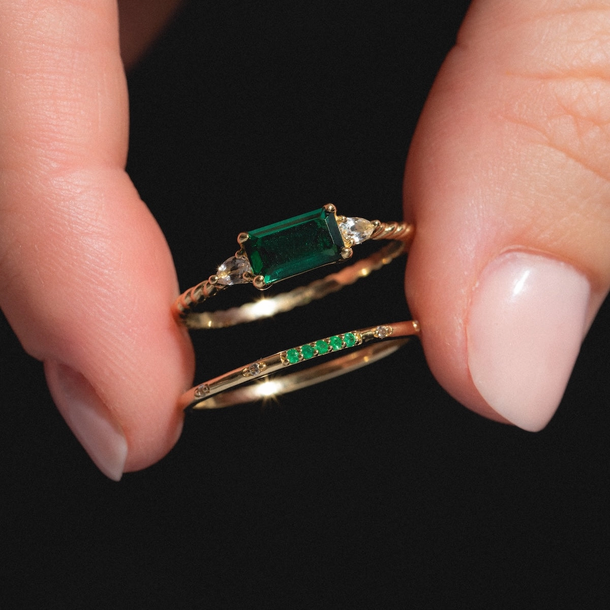 Solid Gold 2025 May Capsule Delicate Emerald Stacking Ring