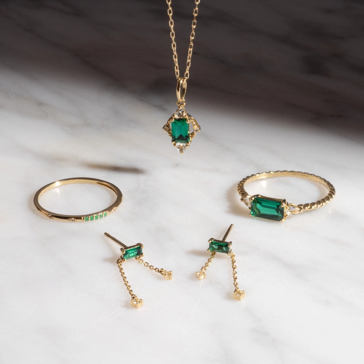Solid Gold 2025 May Capsule Delicate Emerald Stacking Ring