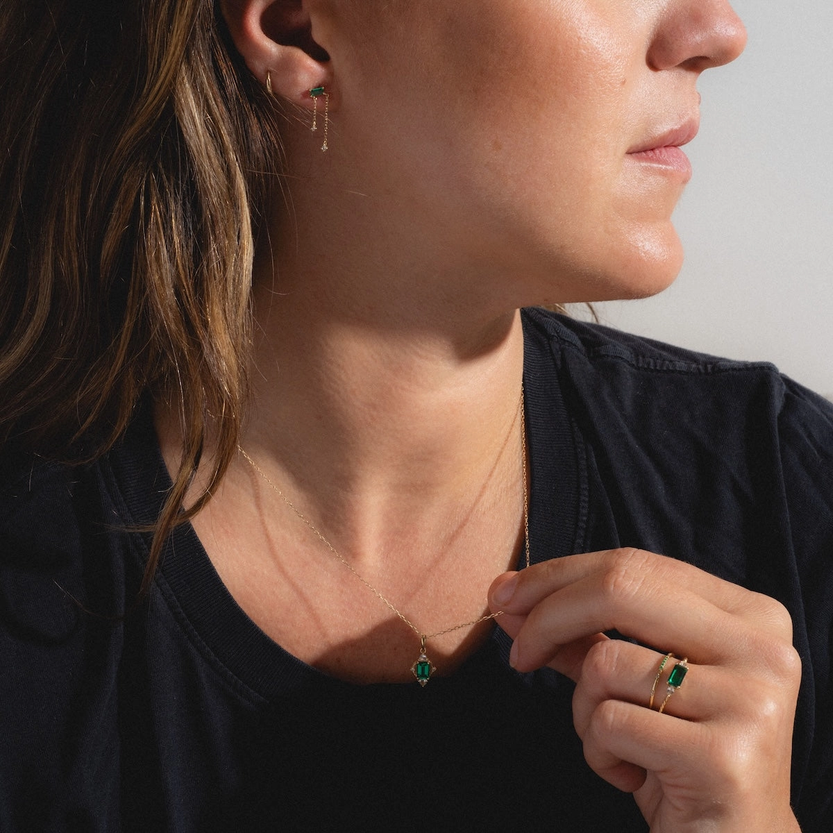 Solid Gold 2025 May Capsule Delicate Emerald Stacking Ring