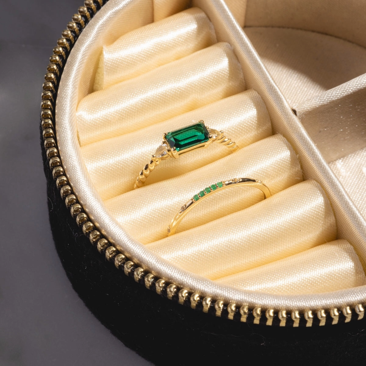 Solid Gold 2025 May Capsule Emerald Ring Set with Free Gift