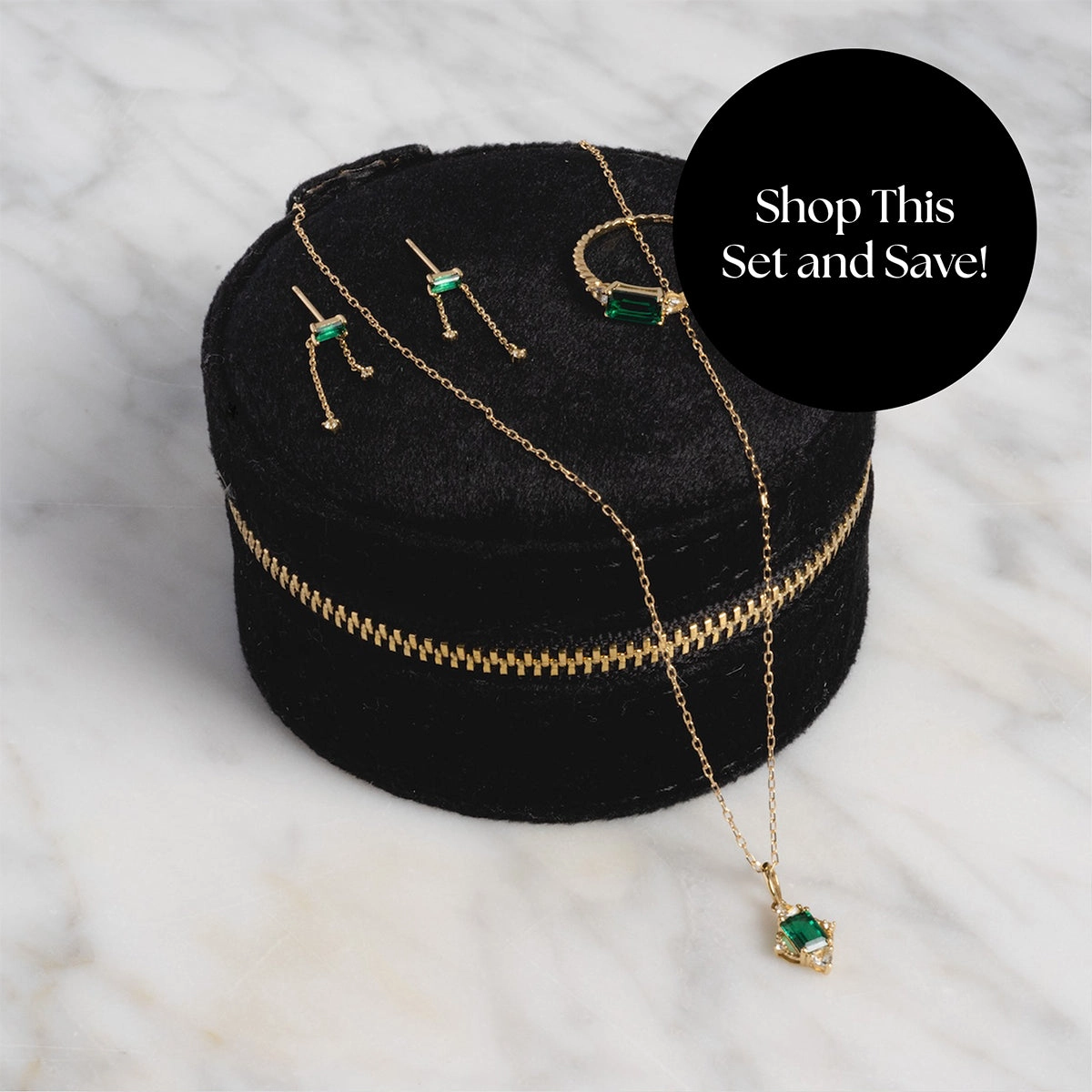 Solid Gold 2025 May Capsule Emerald Statement Set with Free Gift