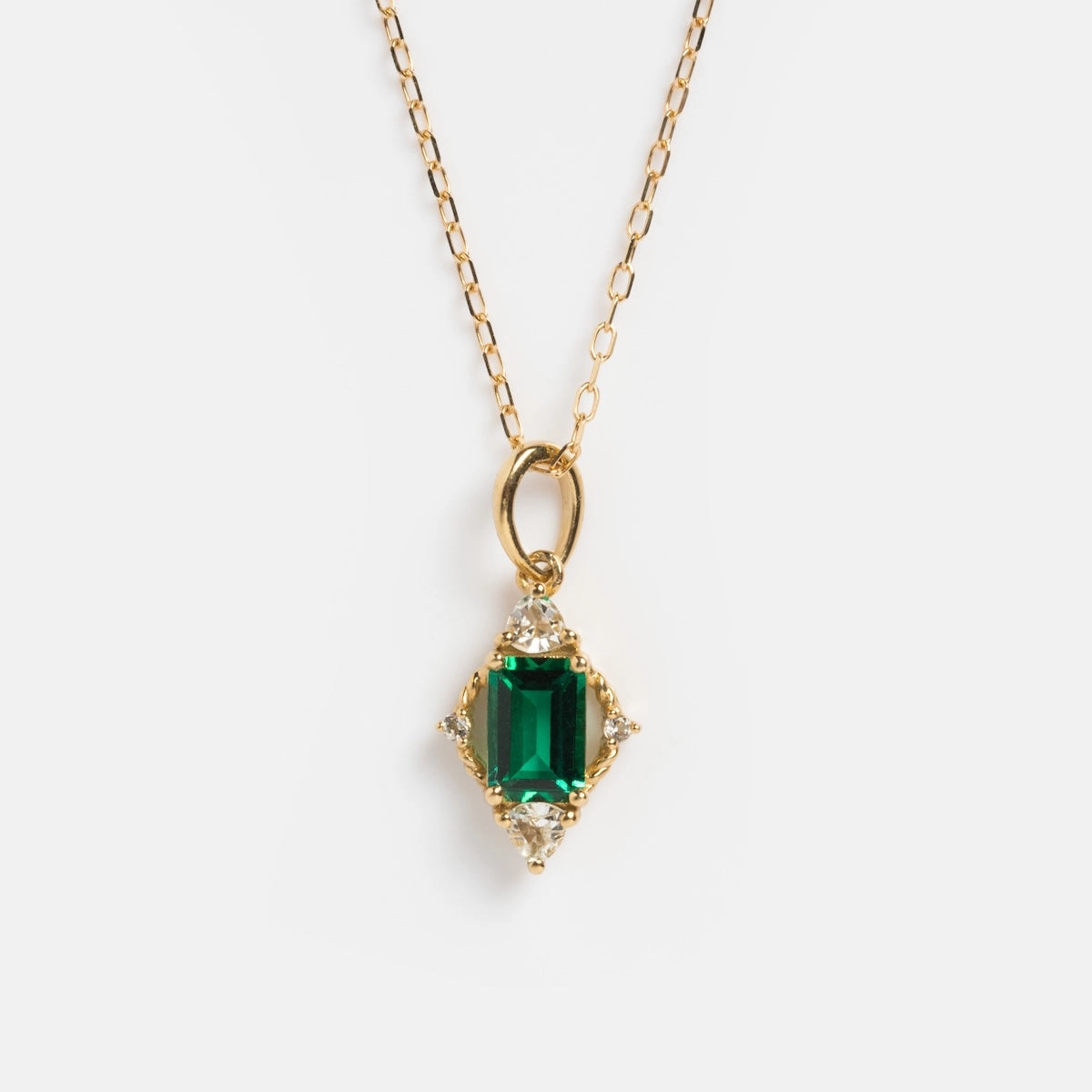 Solid Gold 2025 May Capsule Vintage Inspired Emerald Pendant Necklace