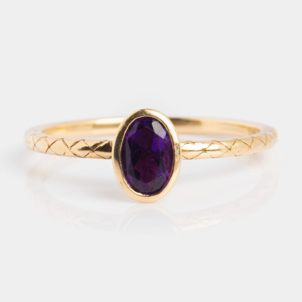 Solid Gold Amethyst Oval Ring