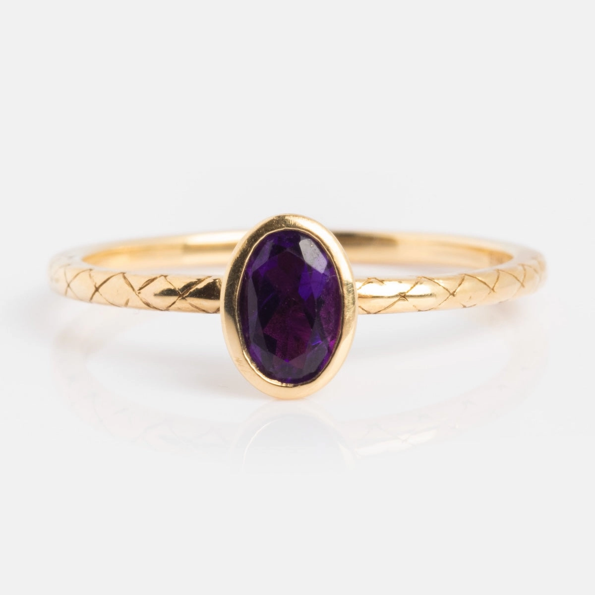 Solid Gold Amethyst Oval Ring