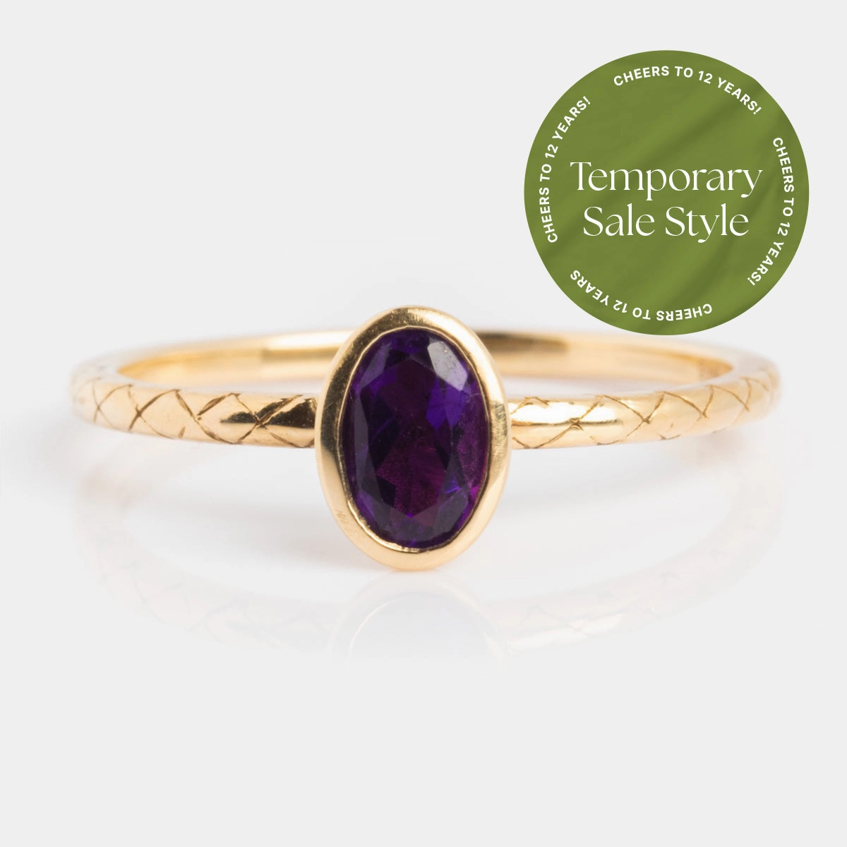 Solid Gold Amethyst Oval Ring