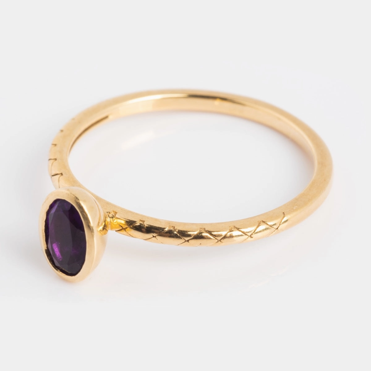 Solid Gold Amethyst Oval Ring