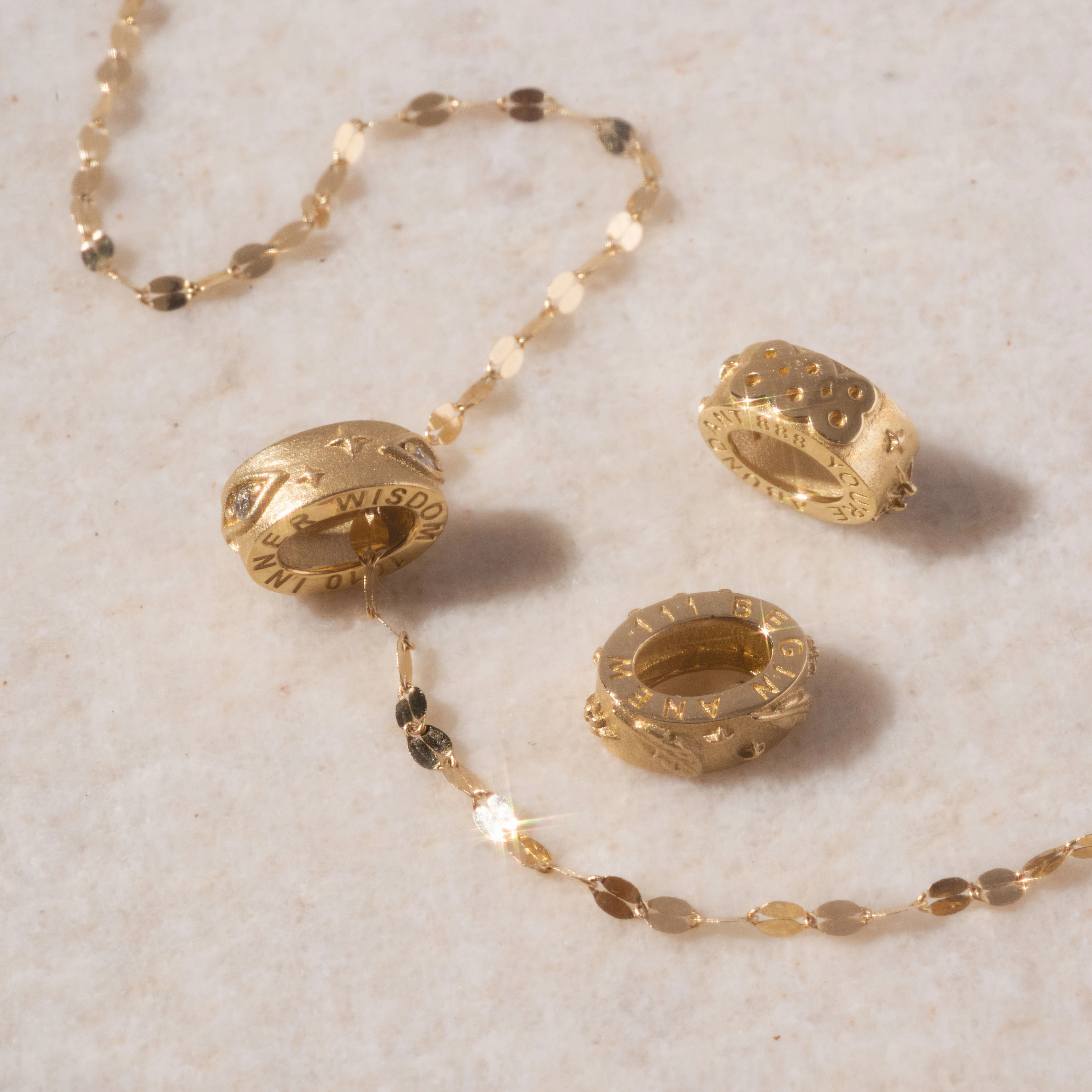 Solid Gold Angel Number Spacer Charm