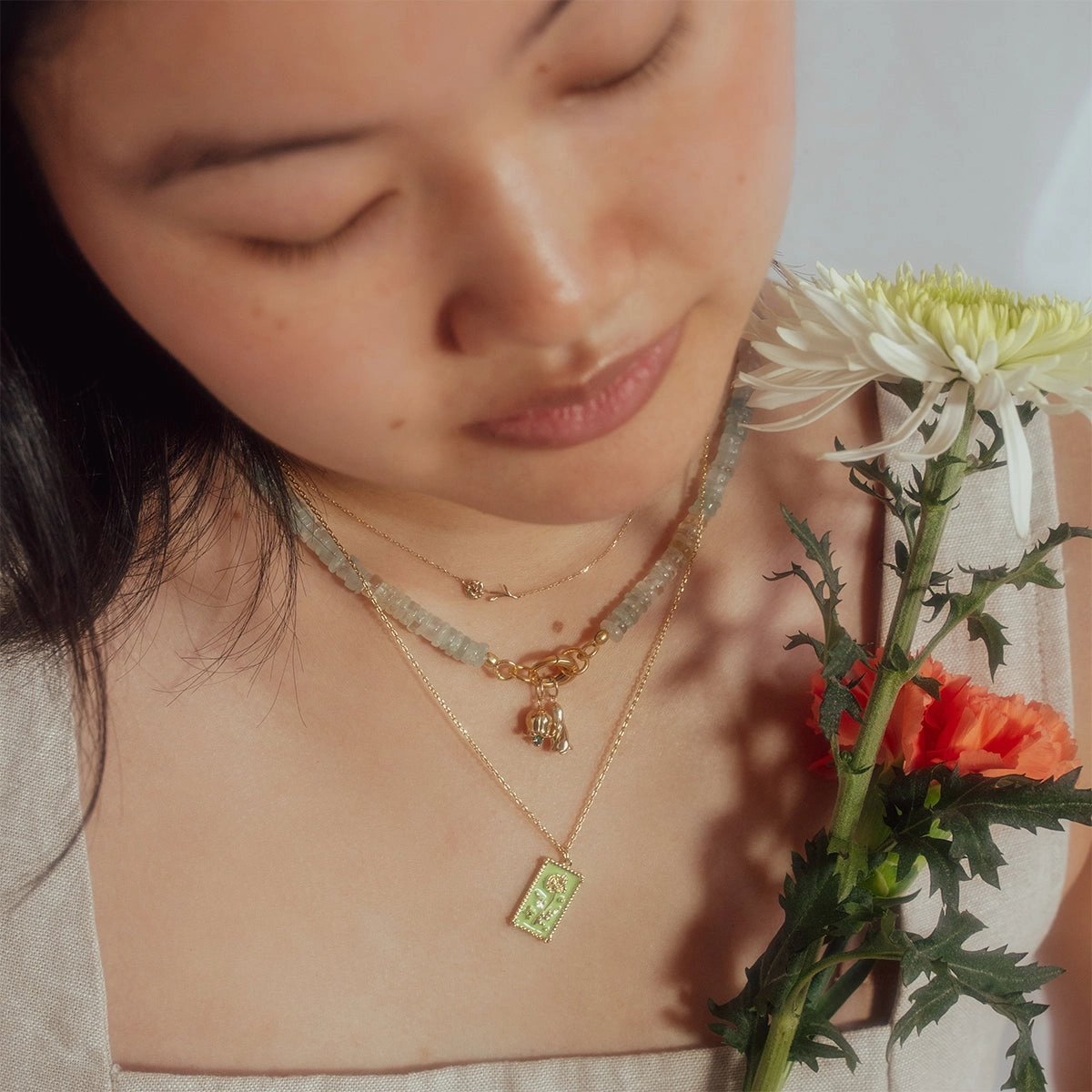 Solid Gold Birth Flower Necklace