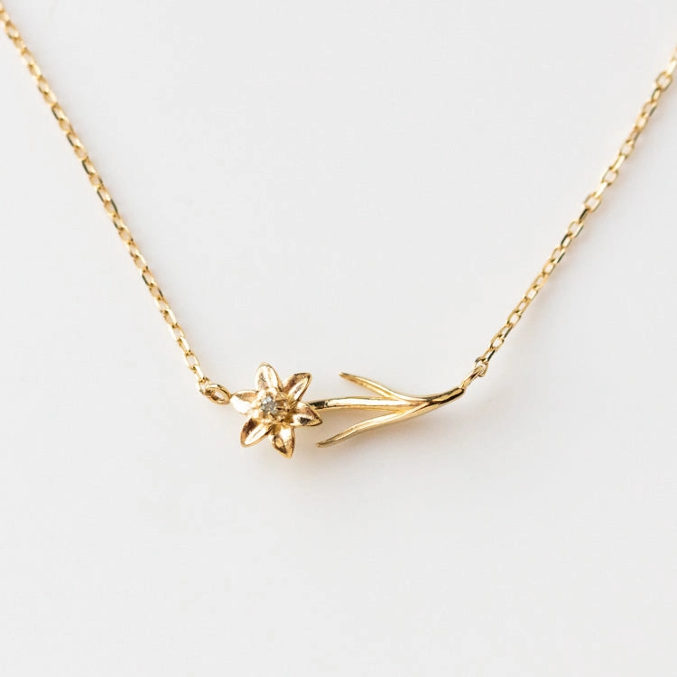 Solid Gold Birth Flower Necklace