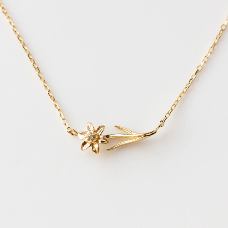 Solid Gold Birth Flower Necklace