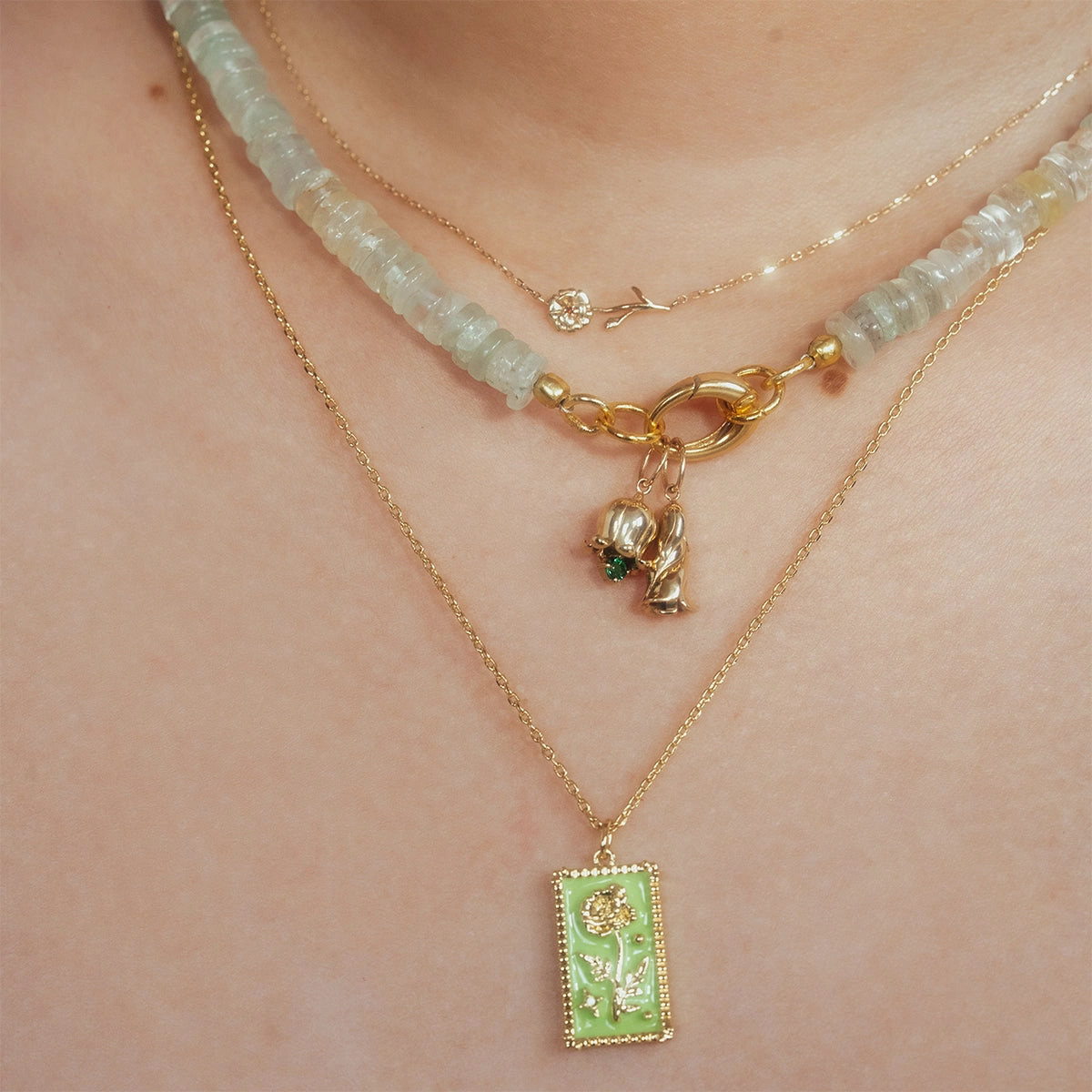 Solid Gold Birth Flower Necklace