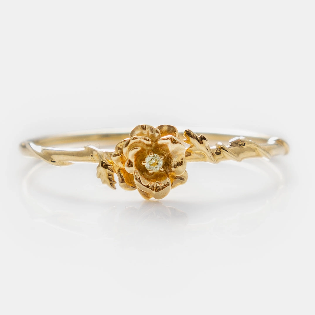 Solid Gold Birth Flower Ring