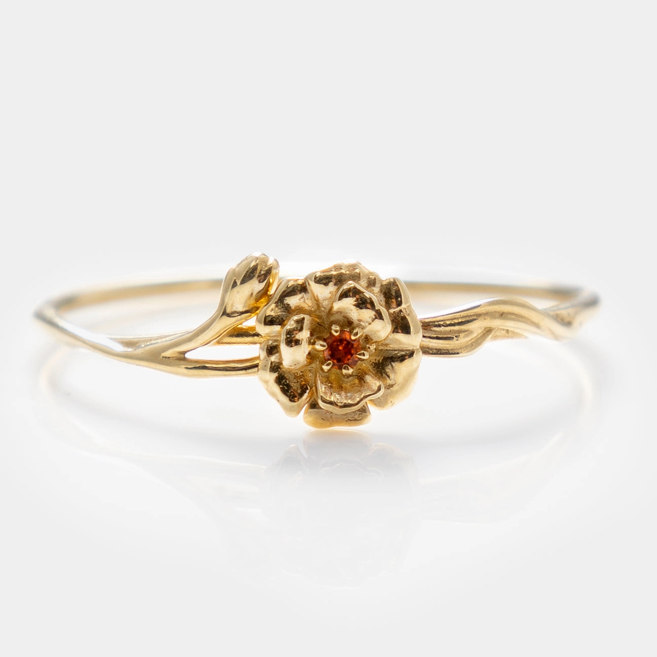 Solid Gold Birth Flower Ring