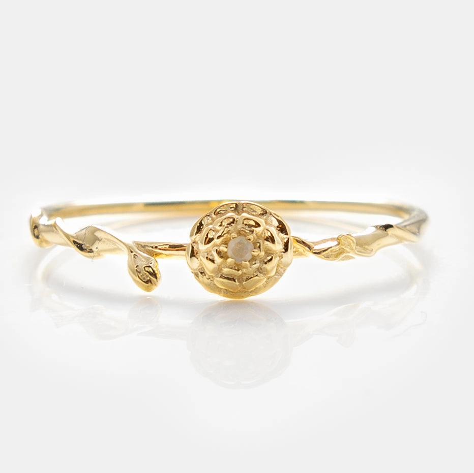 Solid Gold Birth Flower Ring