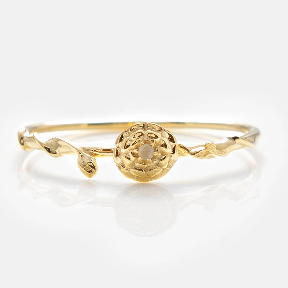 Solid Gold Birth Flower Ring