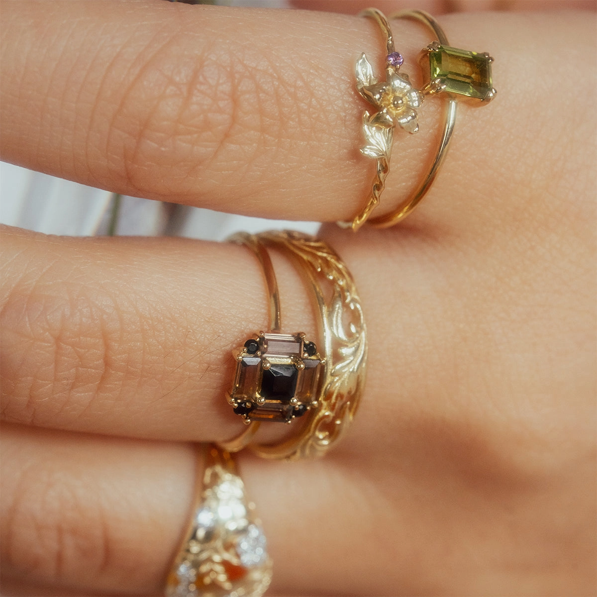 Solid Gold Birth Flower Ring