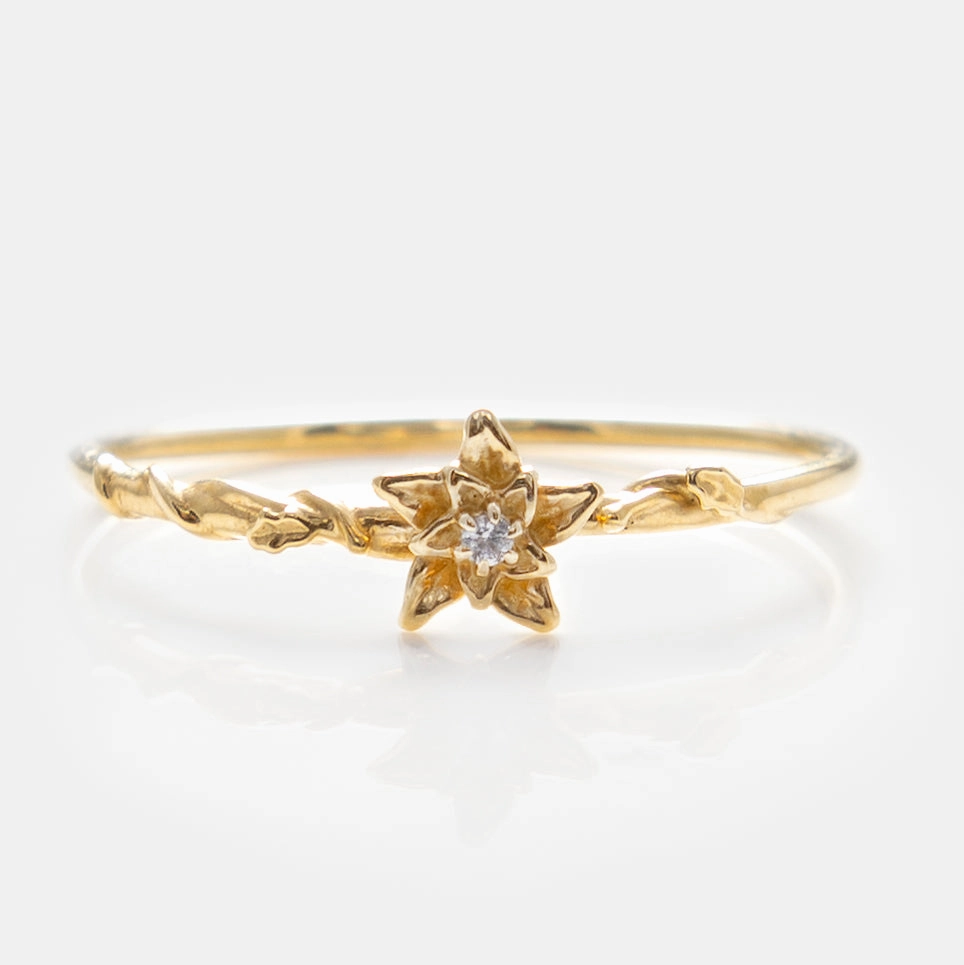 Solid Gold Birth Flower Ring