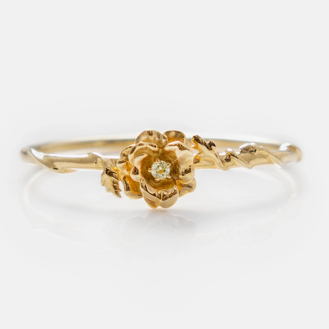 Solid Gold Birth Flower Ring