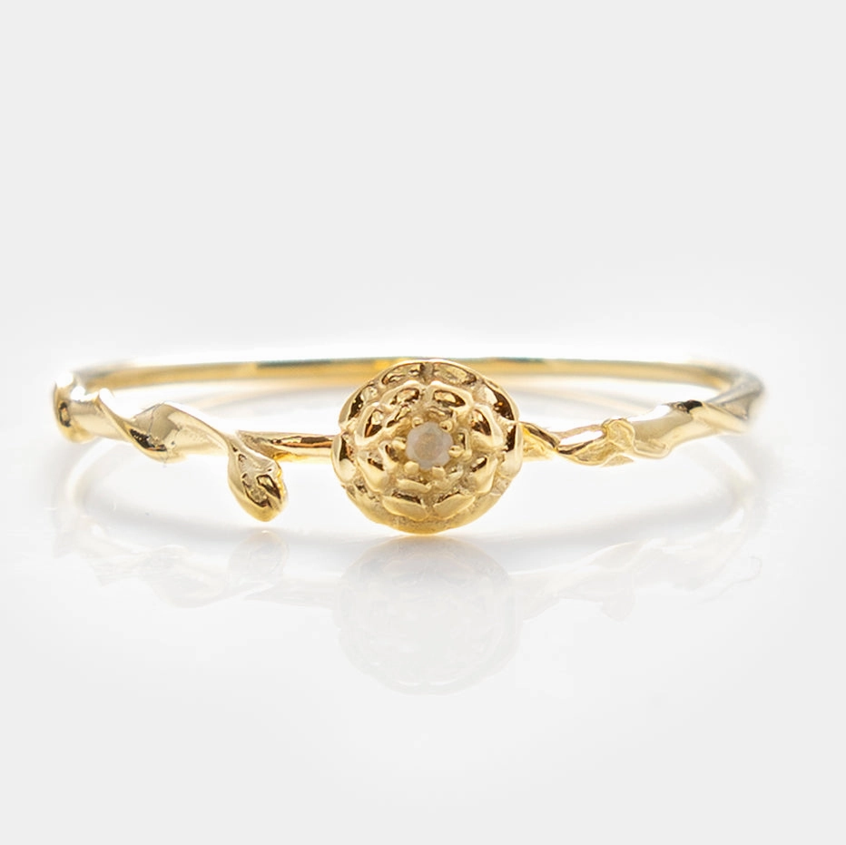 Solid Gold Birth Flower Ring