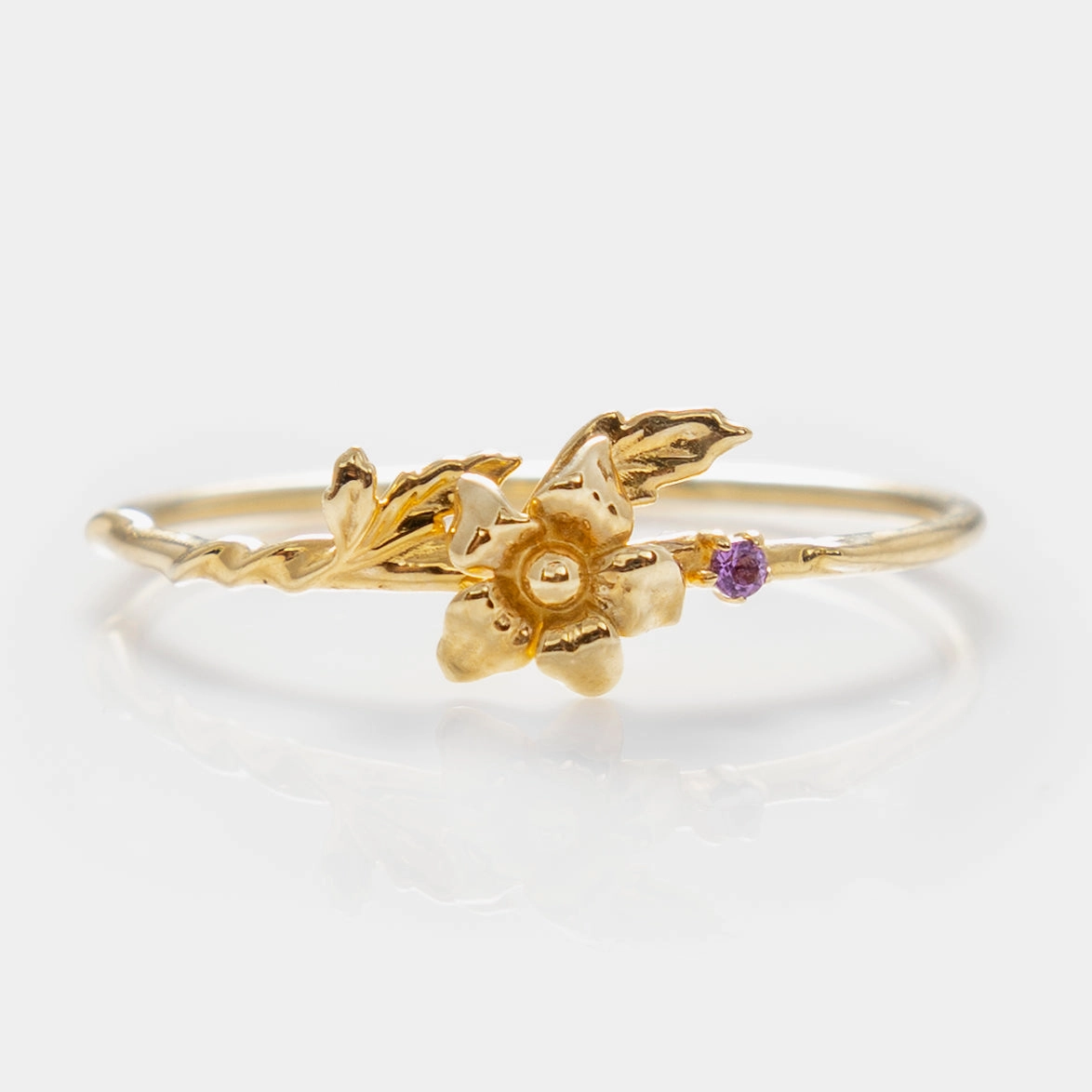 Solid Gold Birth Flower Ring