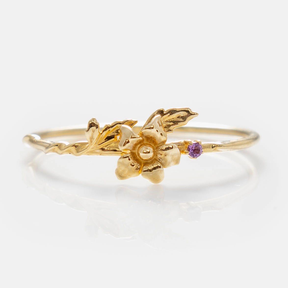 Solid Gold Birth Flower Ring