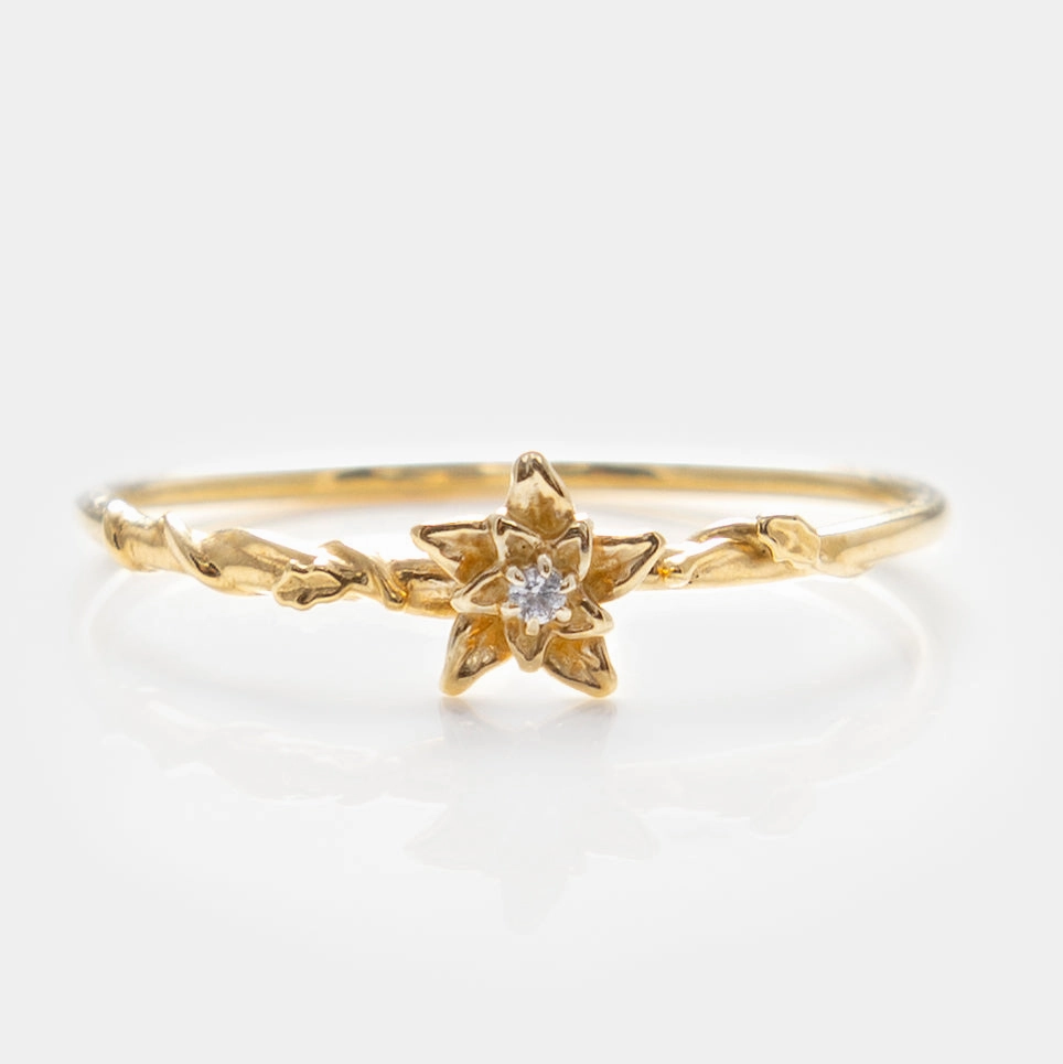 Solid Gold Birth Flower Ring