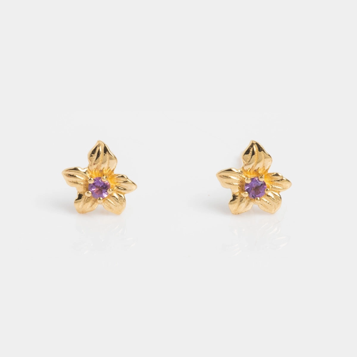 Solid Gold Birth Flower Studs