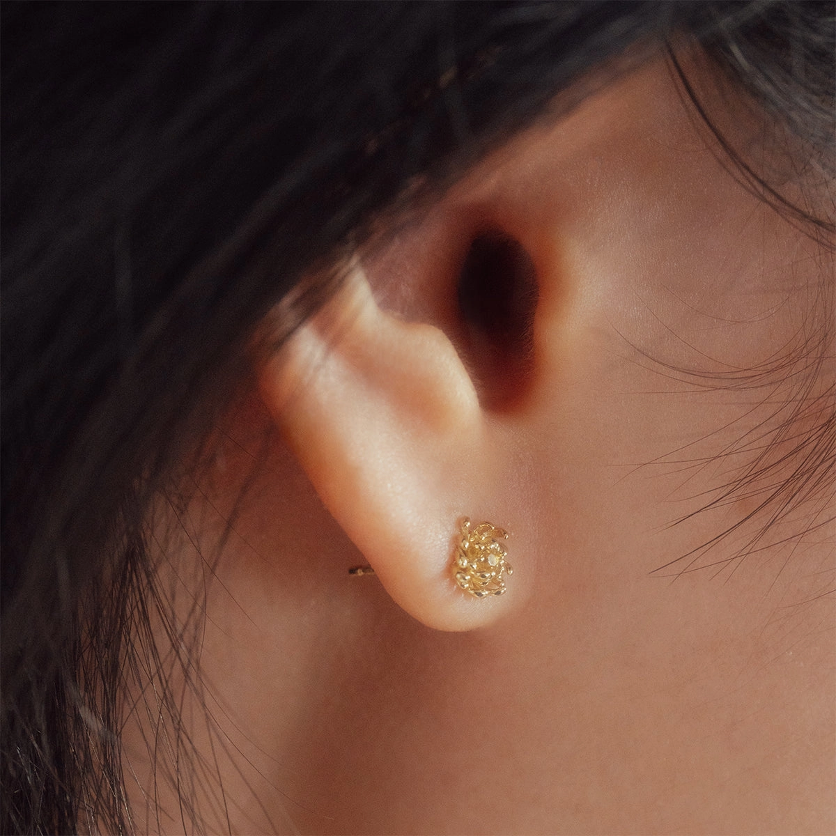 Solid Gold Birth Flower Studs