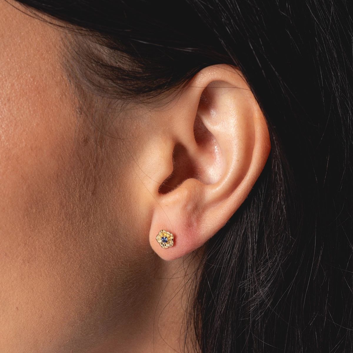 Solid Gold Birth Flower Studs