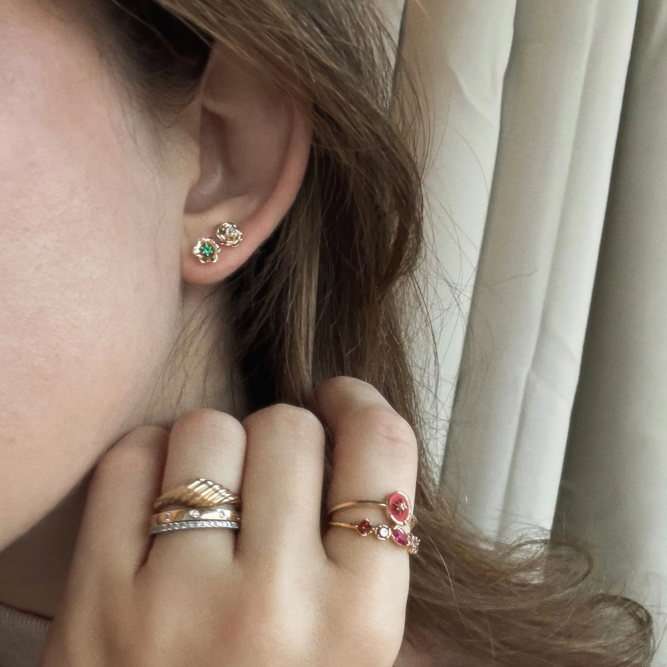 Solid Gold Birth Flower Studs